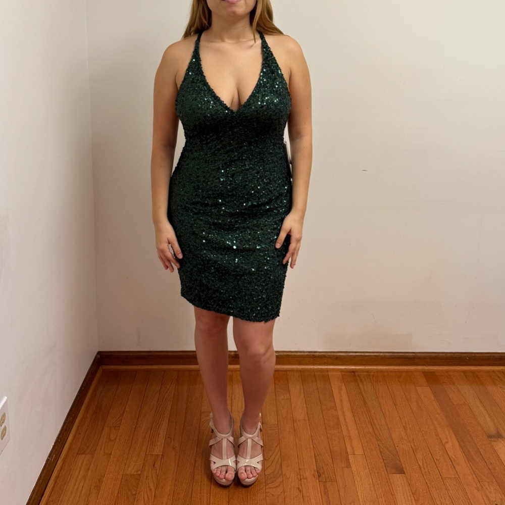 Short Green sequined cocktail dress Size 8